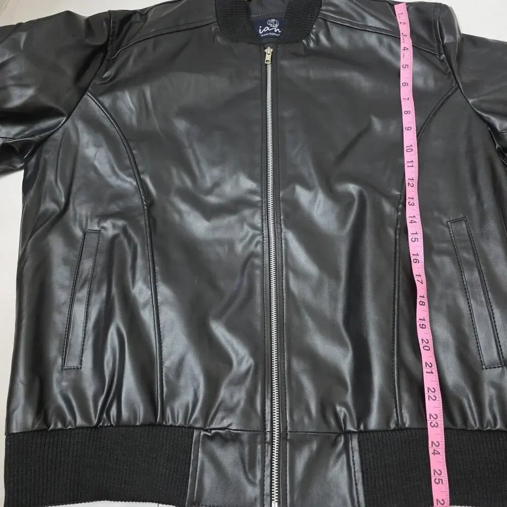 Men's New 8 Ball Pool Black Vegan Leather Bomber Jacket Seinfeld Michael Hoban